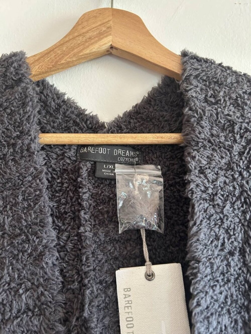 NWT Barefoot Dreams CozyChic Plush Teddy Batwing Cardigan, Charcoal Gray, L/XL